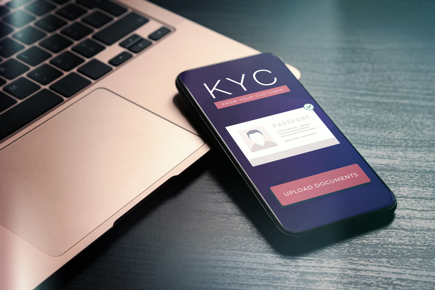 Know your client - KYC form on mobile phone. Application form for uploading documents for client identity and verification